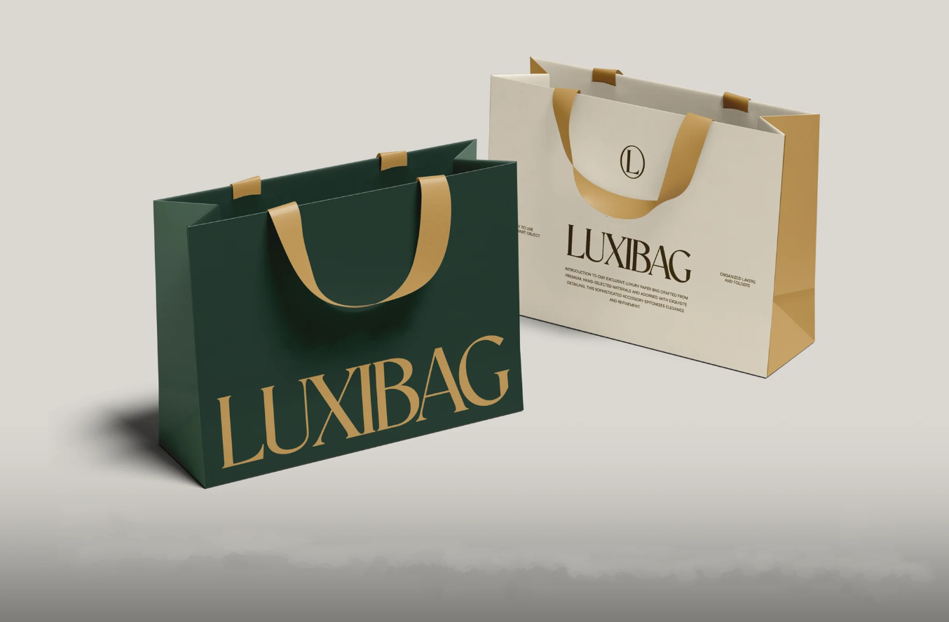 Takeaway Paper Bags Customizable paper bags in brown or white, ideal for restaurants and bakeries.