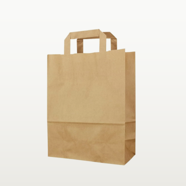 BROWN KRAFT PAPER BAG WITH FLAT HANDLES 29X30X16 cm