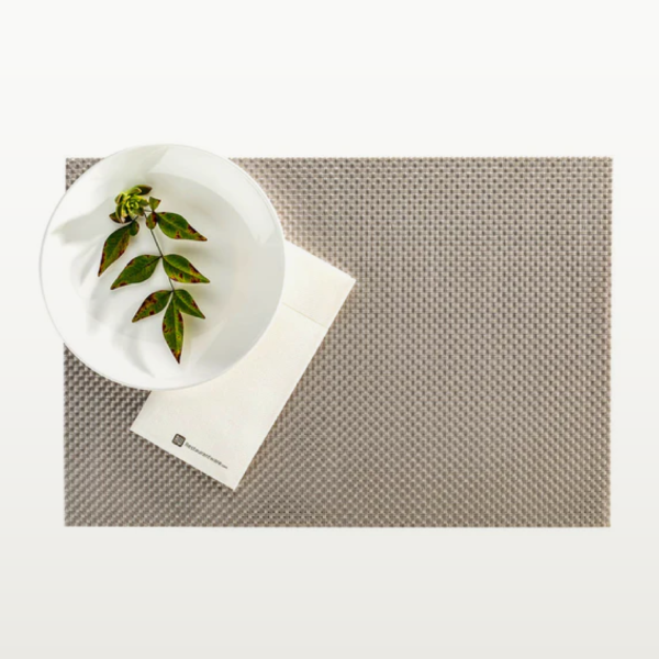 Metallic Silver Vinyl Woven Placemat, 29.7 x 42 cm