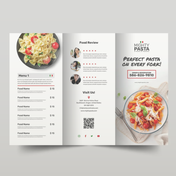 TRI-FOLD PAPER MENU CARD