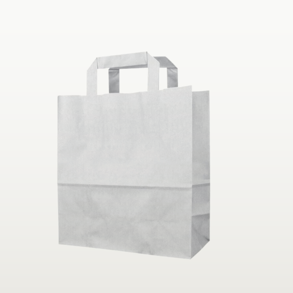 WHITE KRAFT PAPER BAG WITH HANDLES 27X31X12 cm