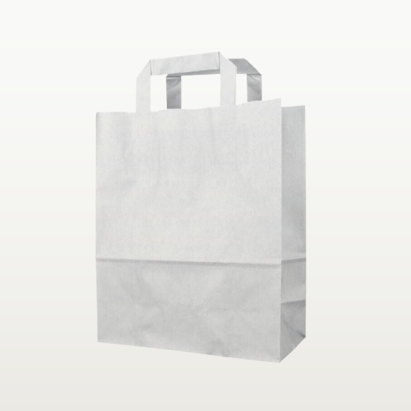 WHITE KRAFT PAPER BAG WITH HANDLES 33X34X18 cm